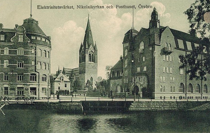 Örebro, Elektrisitetsvärket, Nikolaikyrkan och Posthuset