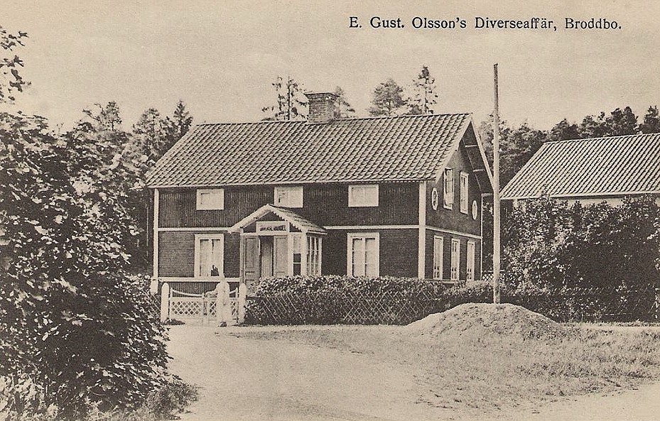 Sala, E Gustav Olssons Diverseaffär, Broddbo 1920