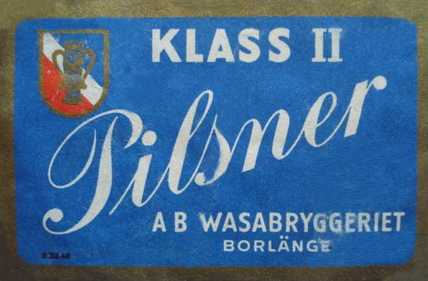 Borlänge, AB Wasabryggeriet, Pilsner Klass II