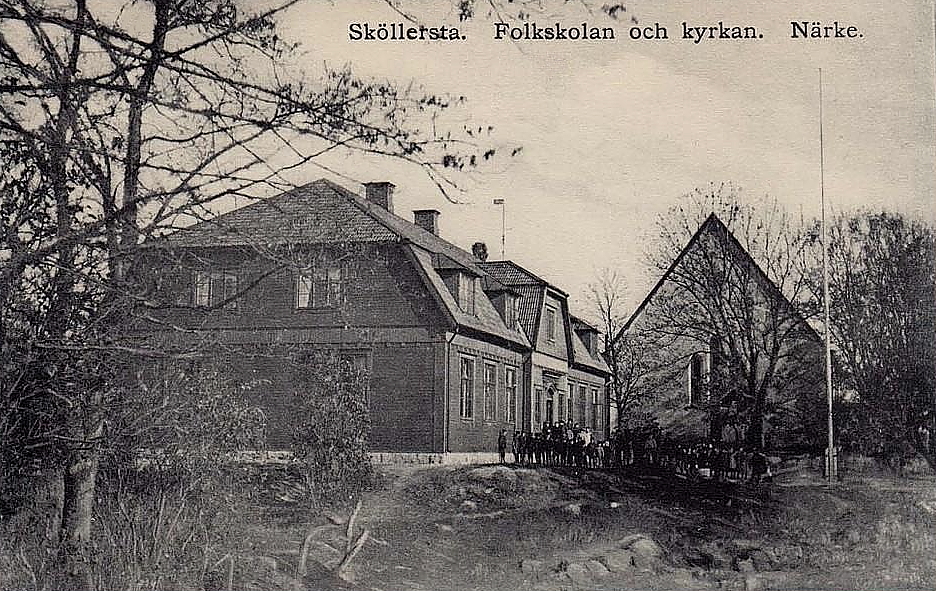 Hallsberg, Sköllersta Folkskolan och Kyrkan, Närke 1907