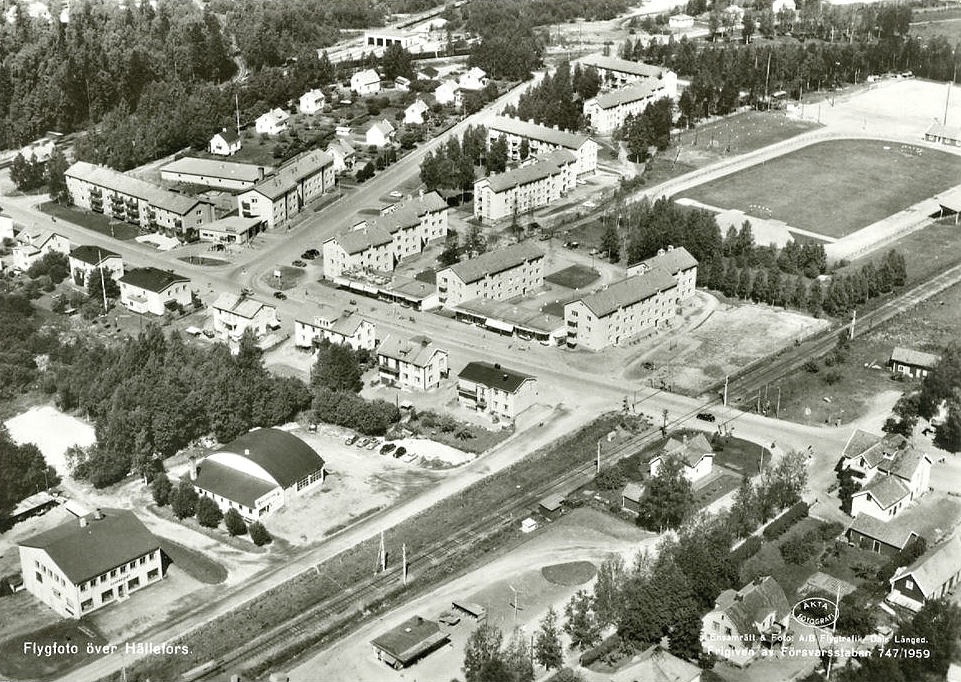 Flygfoto över Hällefors 1959