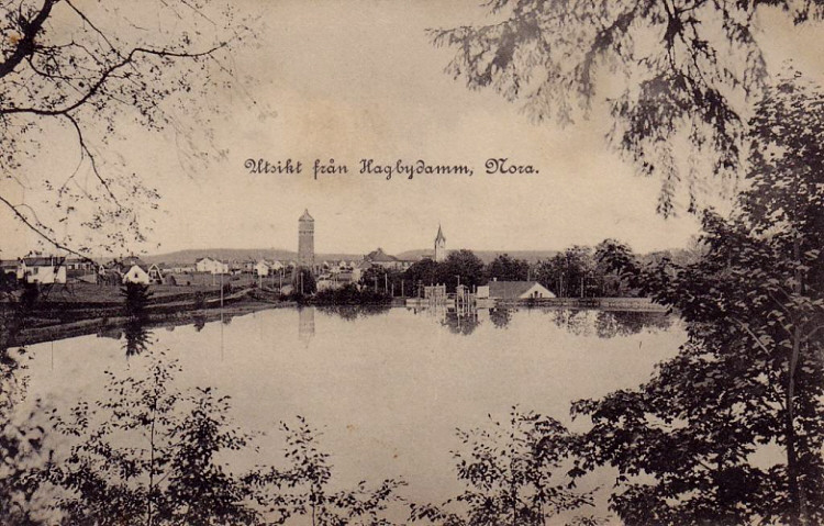 Utsikt från Hagbydammen, Nora 1914