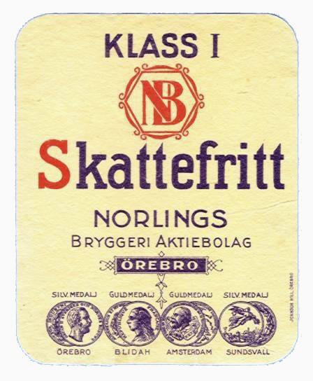 Örebro Bryggeri Norlings Öl Skattefritt Klass I