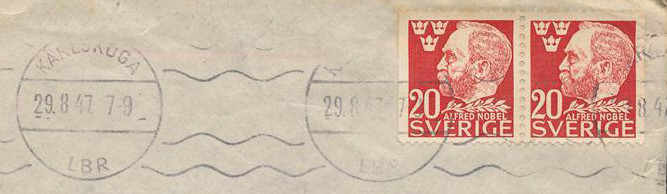 Karlskoga Frimärke 29/8 1947