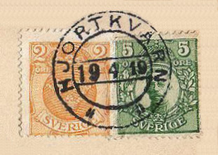 Hjortkvarn Frimärke 19/4 1919