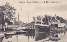Köping, Parti af Hamnen och Järnvägsstationen 1910