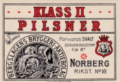 Norberg, Bergslagens Bryggeri Aktiebolag, Pilsner Klass II