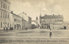 Rinmanstorg med saluhallen, Nybrogatan med Lutherska MIssionskyrkan, Eskilstuna