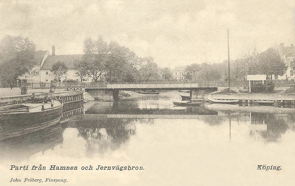 Parti från Hamnen och Jernvägsbron, Köping  1902