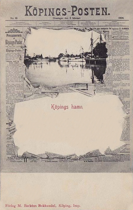 Köping, Köpings-Posten, Hamnen  vykort 1900