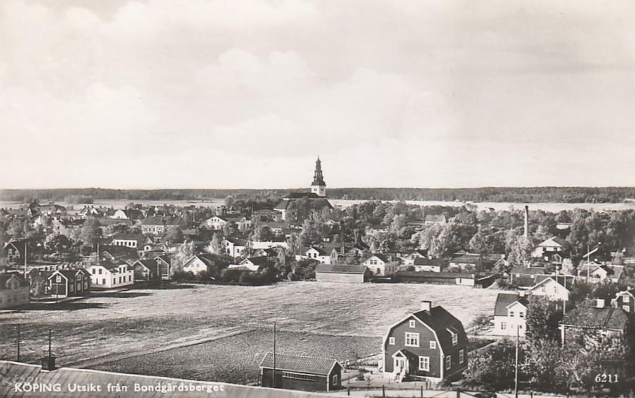 Köping, Utsikt från Bondgårdsberget 1944