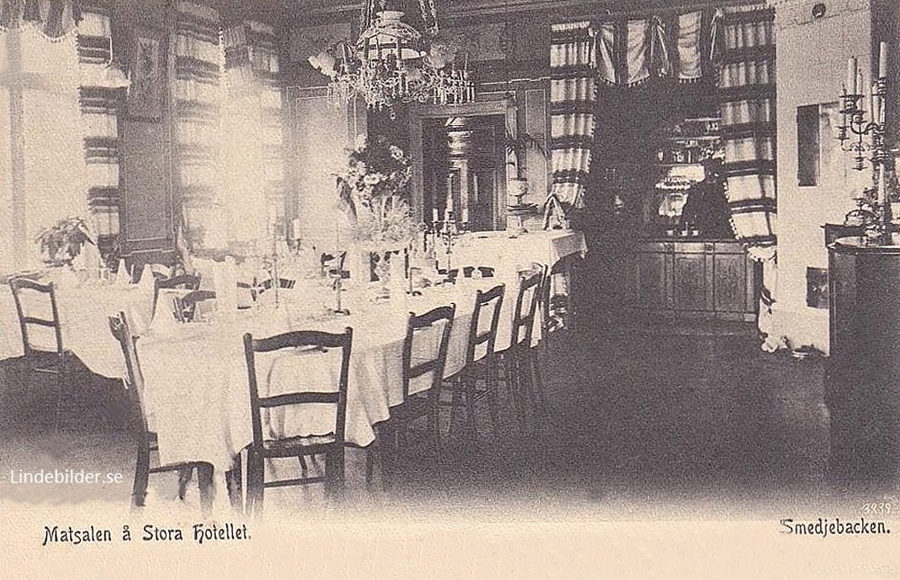 Matsalen å Stora Hotellet, Smedjebacken 1904