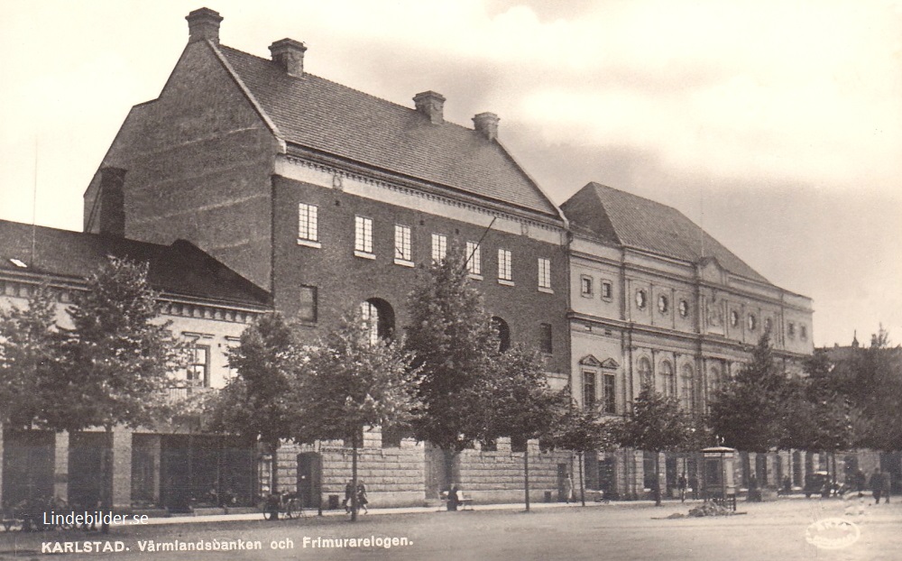 Karlstad, Värmlandsbanken och Frimurararelogen 1937