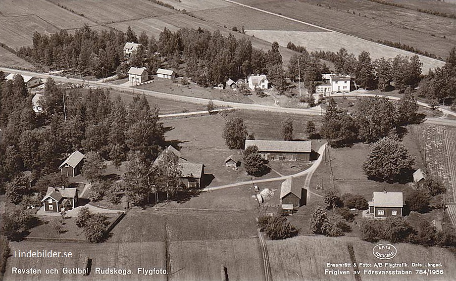 Kristinehamn, Revsten och Gottbol. Rudskoga. Flygfoto 1956
