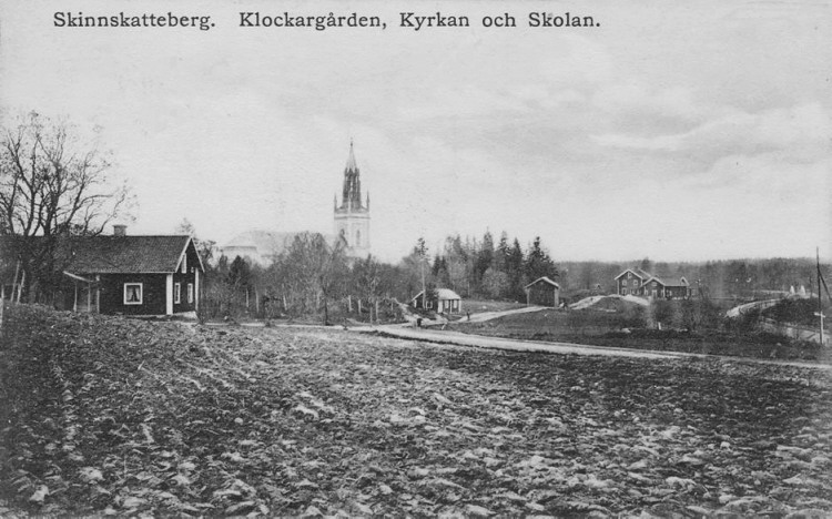 Skinnskatteberg, Klockargården, Kyrkan och Skolan 1909