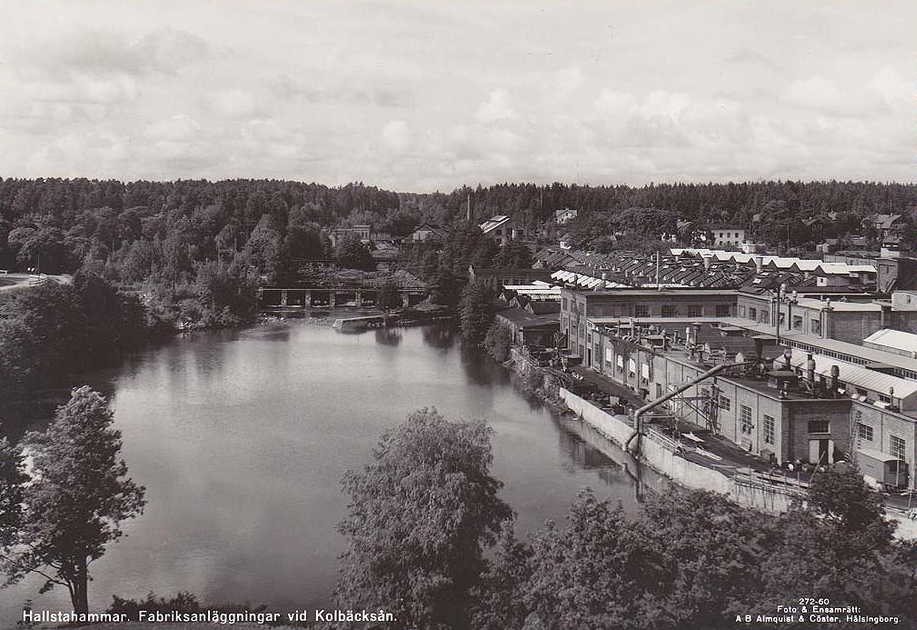 Hallstahammar, Fabriksanläggningar vid Kolbäcksån 1960