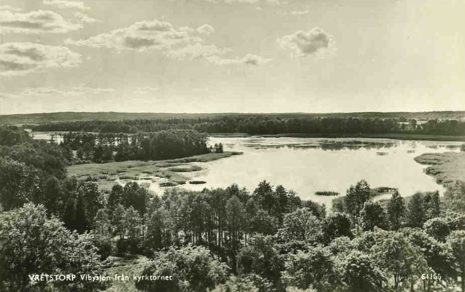 Hallsberg, Vretstorp, Vibysjön från Kyrktornet 1954