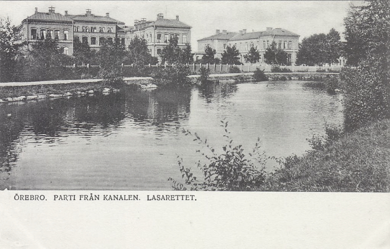 Örebro Parti från Kanalen, Lasarettet 1907