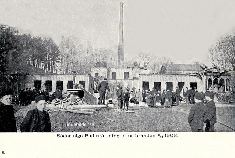 Södertelge Badinrättning efter branden 21/2 1903