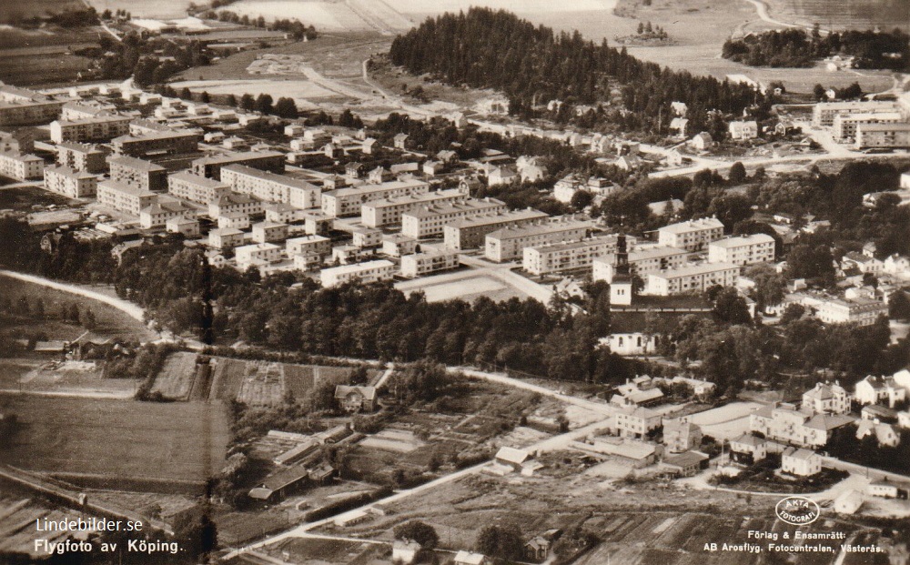 Flygfoto av Köping 1948