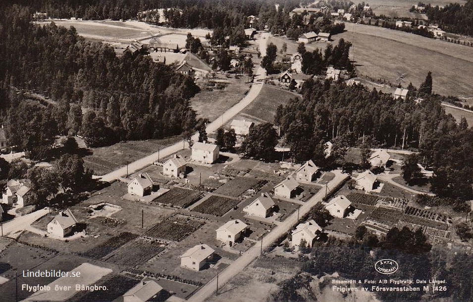Flygfoto över Bångbro 1951