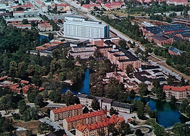Flygfoto över Regionssjukhuset Örebro 1976