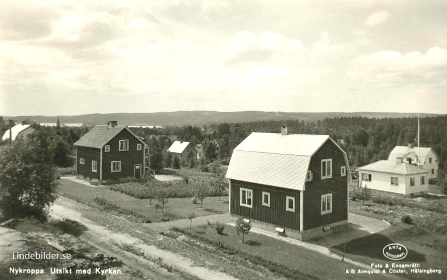 Filipstad, Nykroppa. Utsikt med Kyrkan 1949