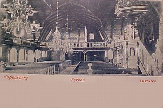 Kopparberg,  Kyrkan och  Läktaren, Interiör 1902