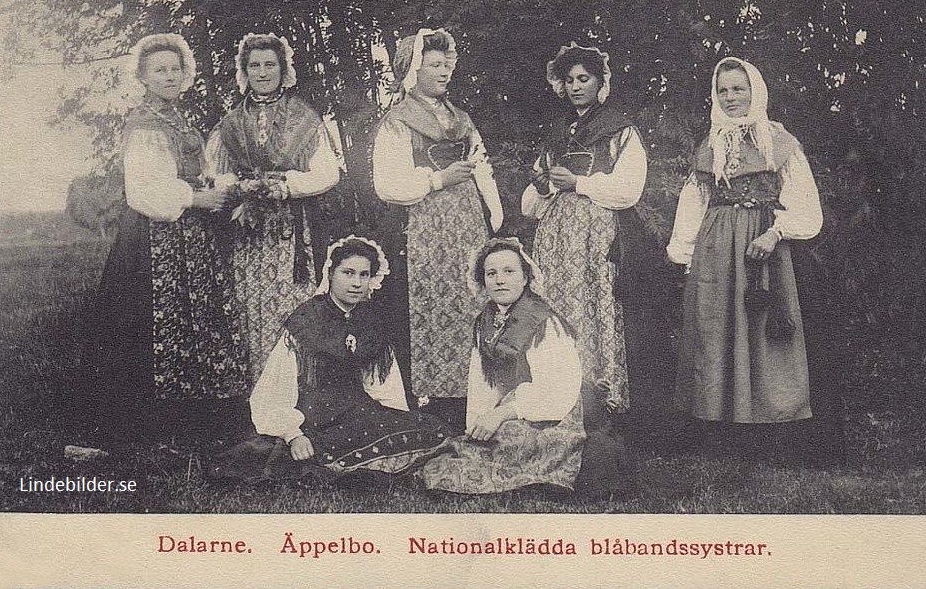 Vansbro, Dalarne, Äppelbo, Nationalklädda Blåbandssystrar 1910