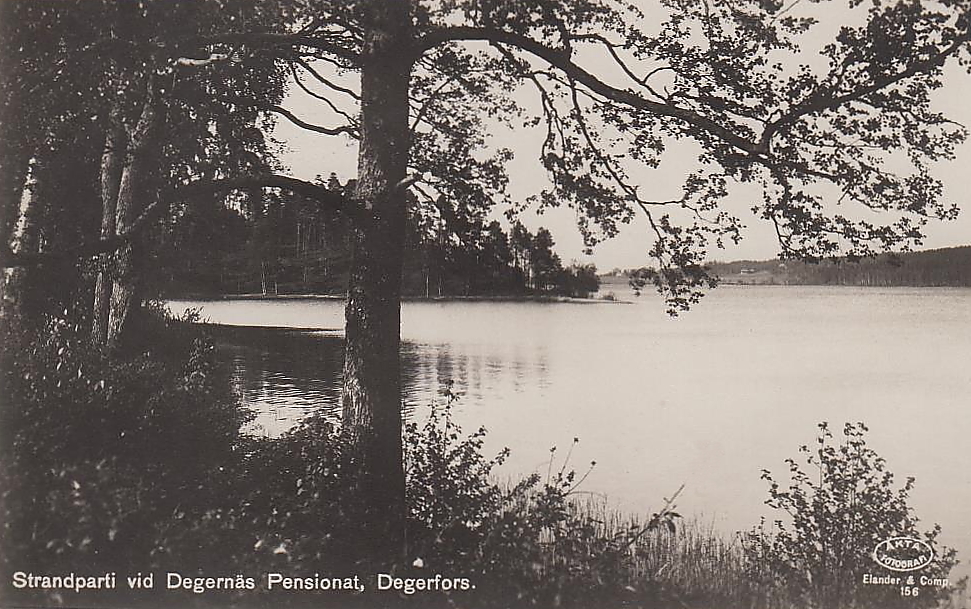 Strandparti vid Degernäs  Pensionat, Degerfors  1934