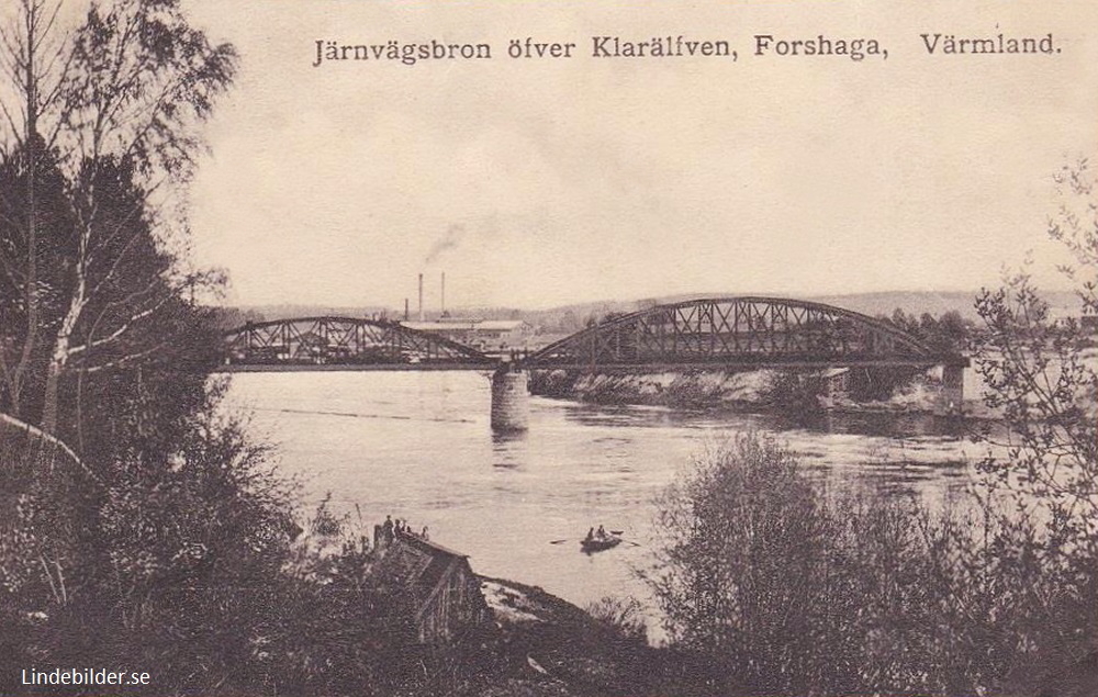 Järnvägsbron öfver Klarälfven, Forshaga, Värmland 1912