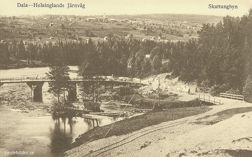 Dala-Helsingslands Järnväg. Skattungsbyn 1916