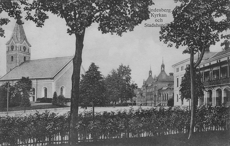Lindesberg, Kyrkan och Stadshotellet 1919