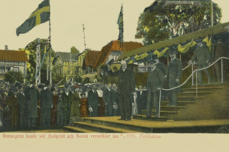 Oscar II på besök i Trollhättan på fabriken 1904
