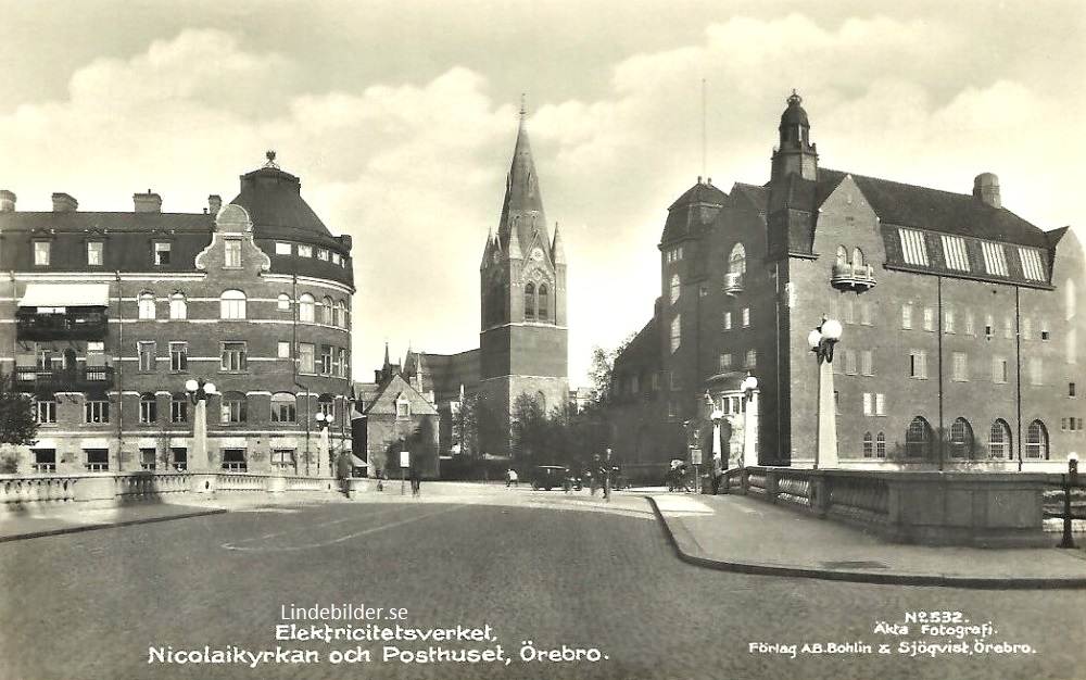 Elektricitetsverket, Nicolaikyrkan och Posthuset, Örebro  oc
