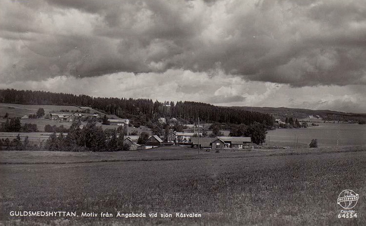 Guldsmedshyttan,  Motiv från Ängaboda vid sjön Råsvalen1953