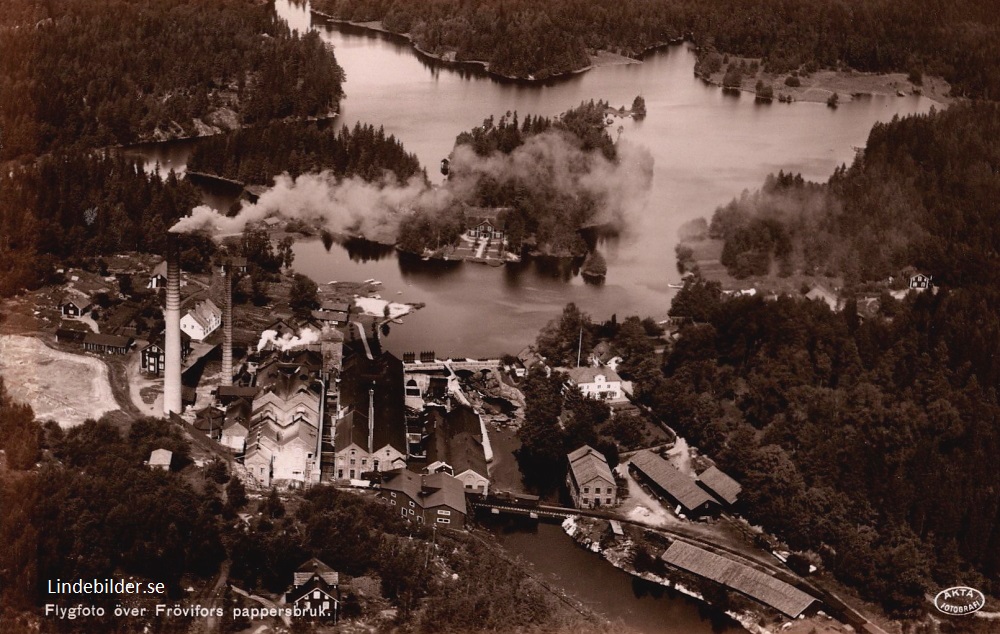 Flygfoto över Frövifors Pappersbruk