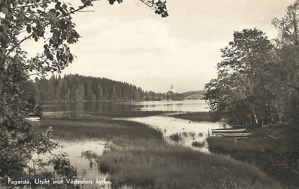 Fagersta, Utsikt mot Västanfors Kyrka 1946