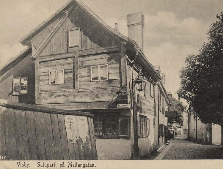Gotland,  Visby, Gatuparti på Mellangatan 1905