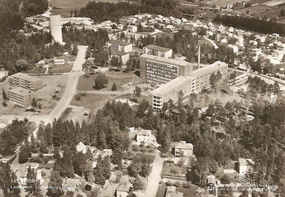 Lasarettet, Lindesberg, Flygfoto 1963