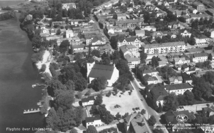 Flygfoto över Lindesberg 1959