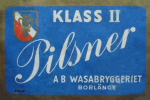 Borlänge, AB Wasabryggeriet, Pilsner Klass II