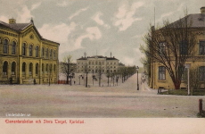 Karlstad, Elementarskolan och Stora Torget 1912