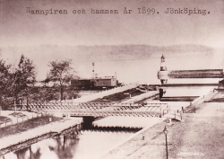 Hamnpiren och hamnen år 1899. Jönköping,