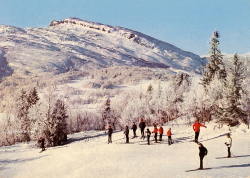 Storlien, Vinternöje på Skurdalshöjden. i bakgrunden Stenfjället 1970