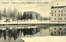 Filipstad, Allegatan med Nya Folkskolan och Sparbanken